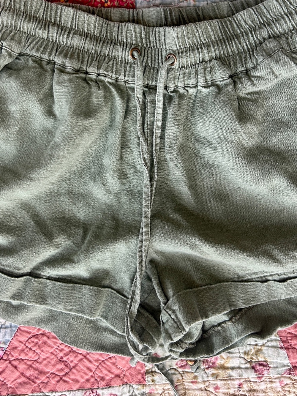 Love Tree Green Linen Blend Shorts | Casual / Loungewear/ Athletic | Size Small - Picture 4 of 11